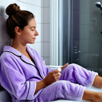 Evening Relaxation**

"A woman in a comfortable, fully clothed pajama set sits in a softly lit bathroom, enjoying a warm bath with lavender essential oils, steam rising gently, appropriate attire, safe for work, perfect anatomy, natural proportions, family-friendly, calming atmosphere, high quality."

**