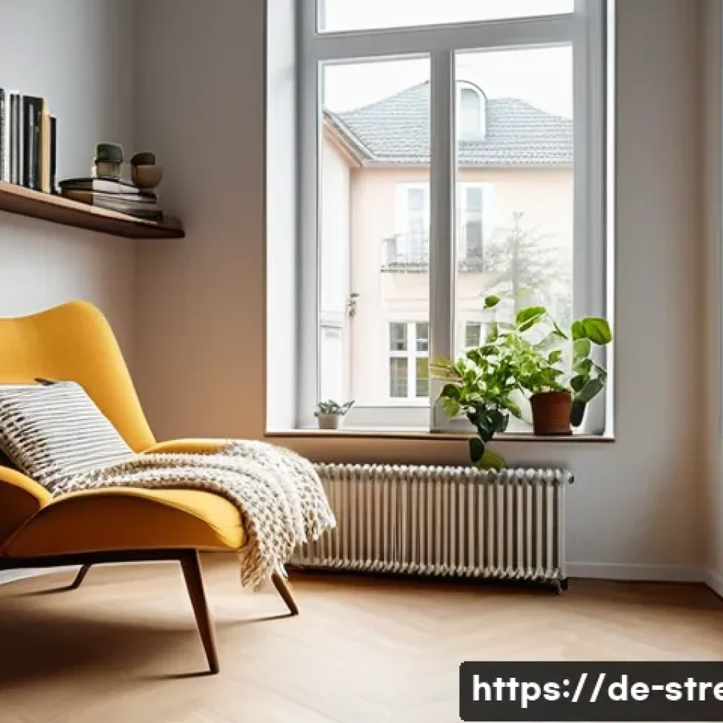 스트레스 해소법  스트레스 해소에 좋은 책 - A cozy reading nook in a modern German apartment, featuring a comfortable armchair by a large window...